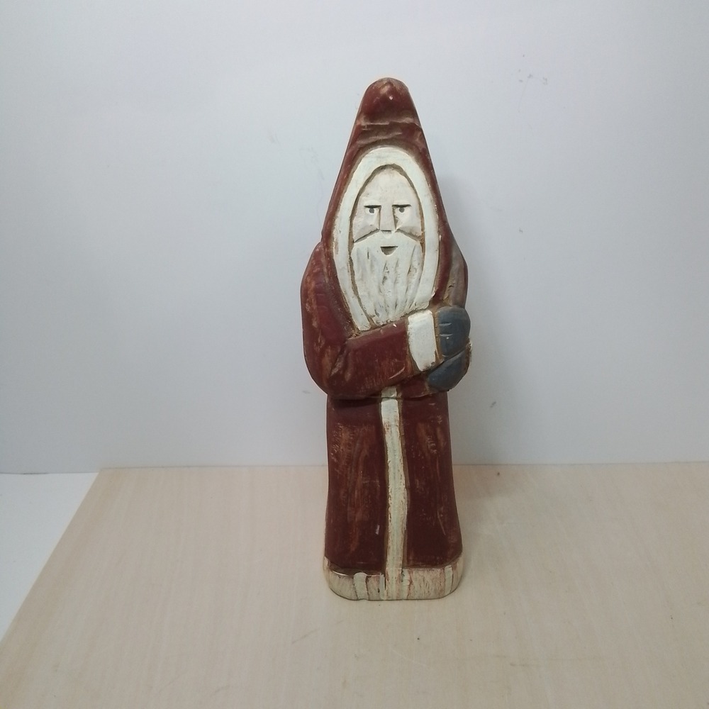 Wolf Creek Eldora Iowa Hand Carved Santa‎ Claus Wood Figurine 1988 Marked